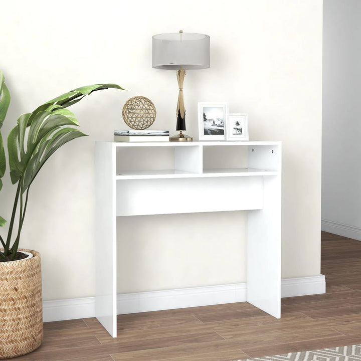 konsolbord 78x30x80 cm konstrueret træ hvid