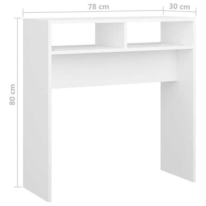 konsolbord 78x30x80 cm konstrueret træ hvid