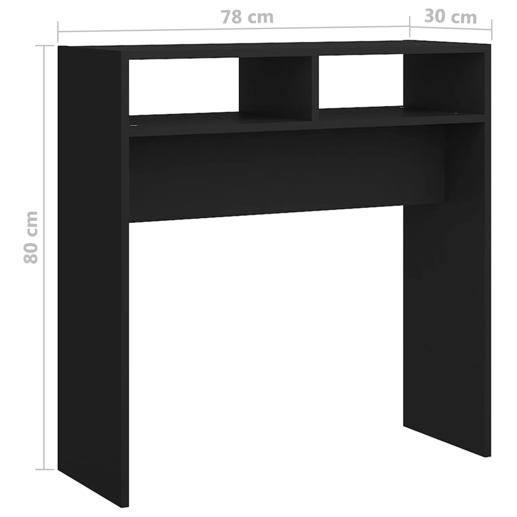 konsolbord 78x30x80 cm konstrueret træ sort