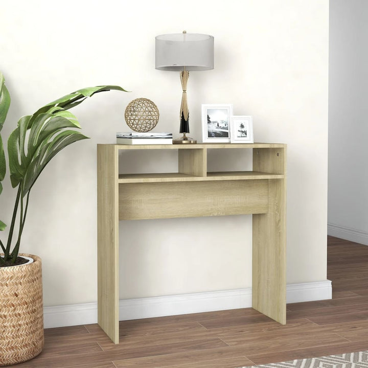 konsolbord 78x30x80 cm konstrueret træ sonoma-eg