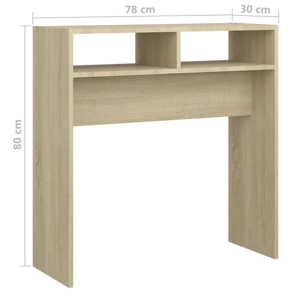 konsolbord 78x30x80 cm konstrueret træ sonoma-eg