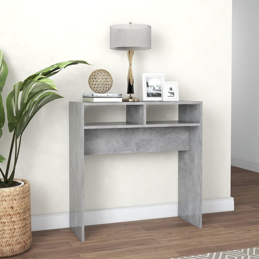 konsolbord 78x30x80 cm konstrueret træ betongrå