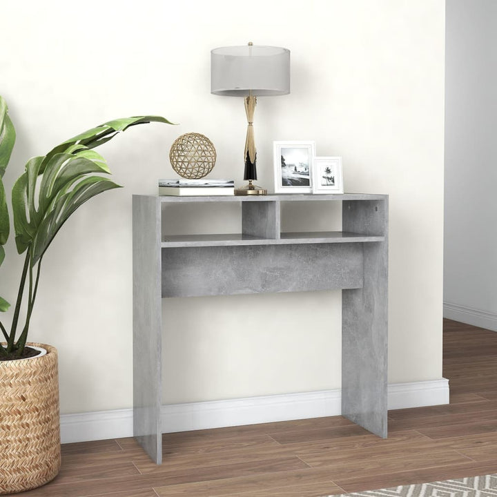 konsolbord 78x30x80 cm konstrueret træ betongrå