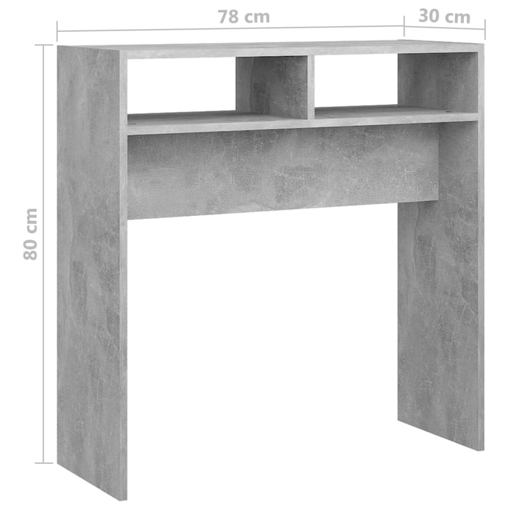konsolbord 78x30x80 cm konstrueret træ betongrå