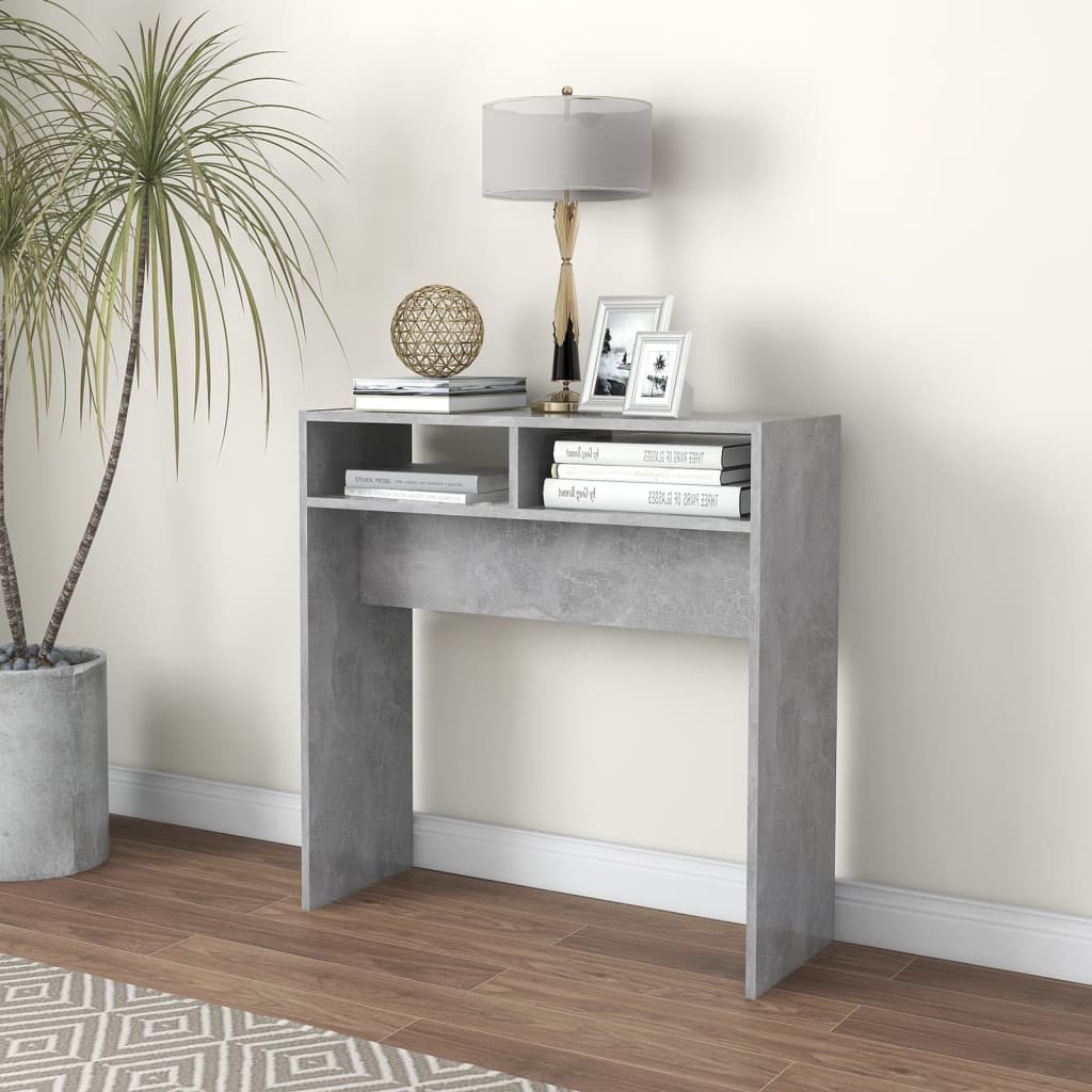 konsolbord 78x30x80 cm konstrueret træ betongrå