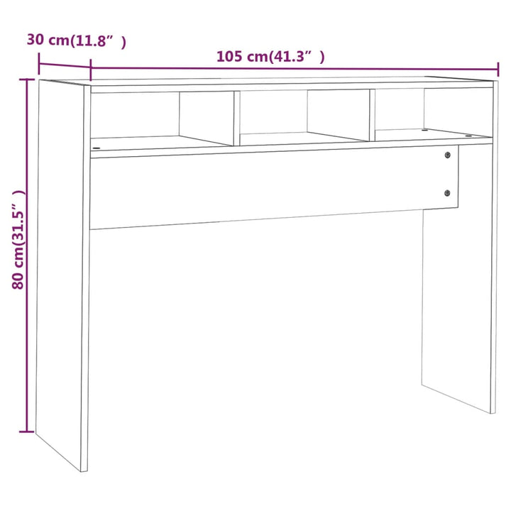 konsolbord 105x30x80 cm konstrueret træ hvid
