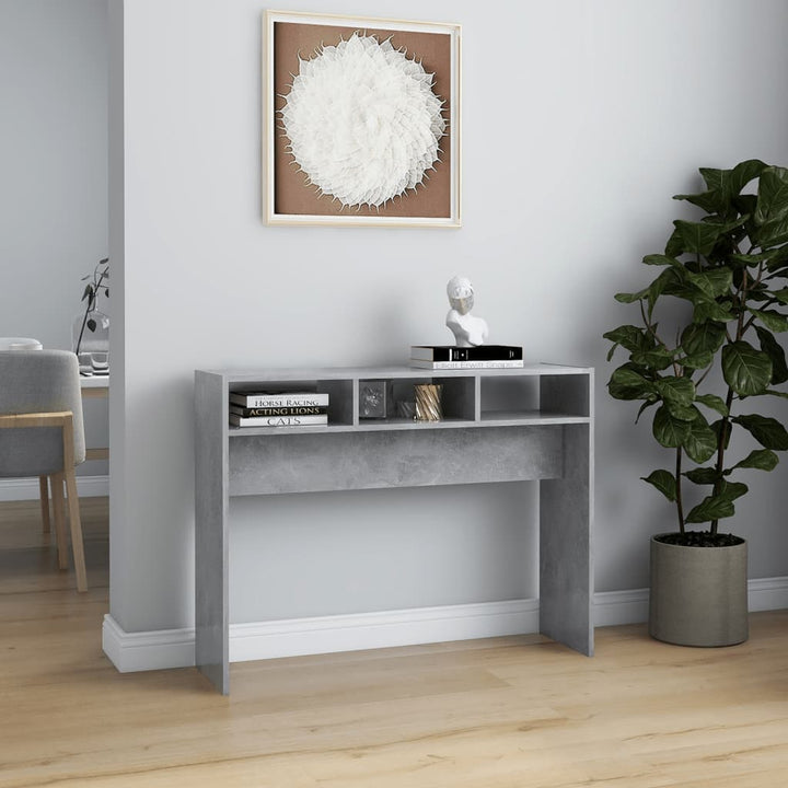 konsolbord 105x30x80 cm konstrueret træ betongrå
