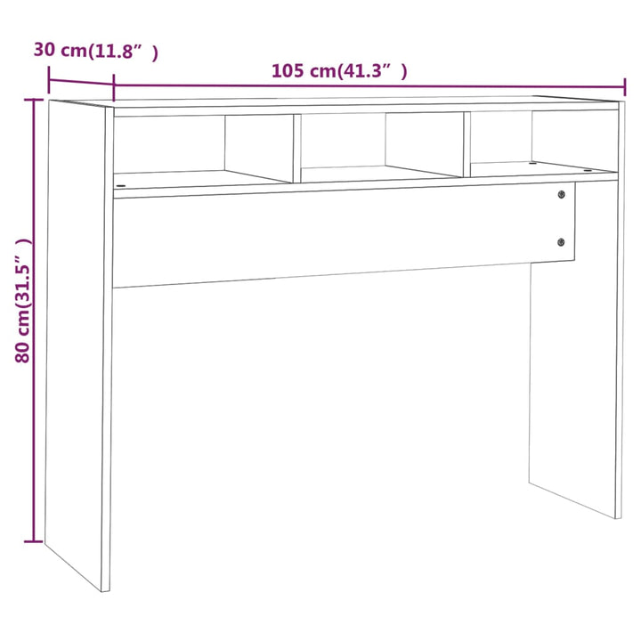 konsolbord 105x30x80 cm konstrueret træ betongrå