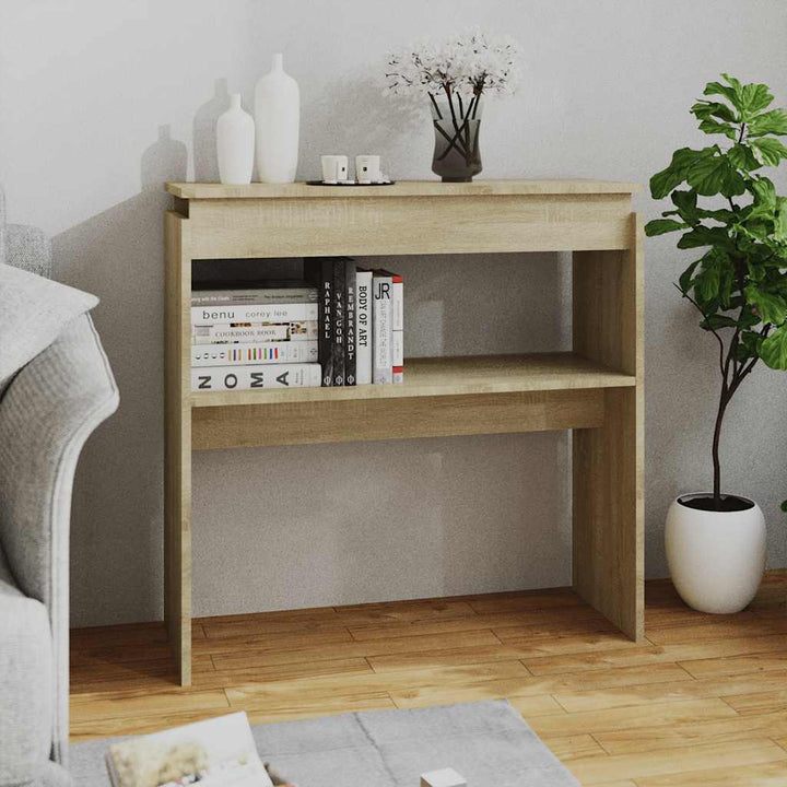 konsolbord 80x30x80 cm konstrueret træ sonoma-eg