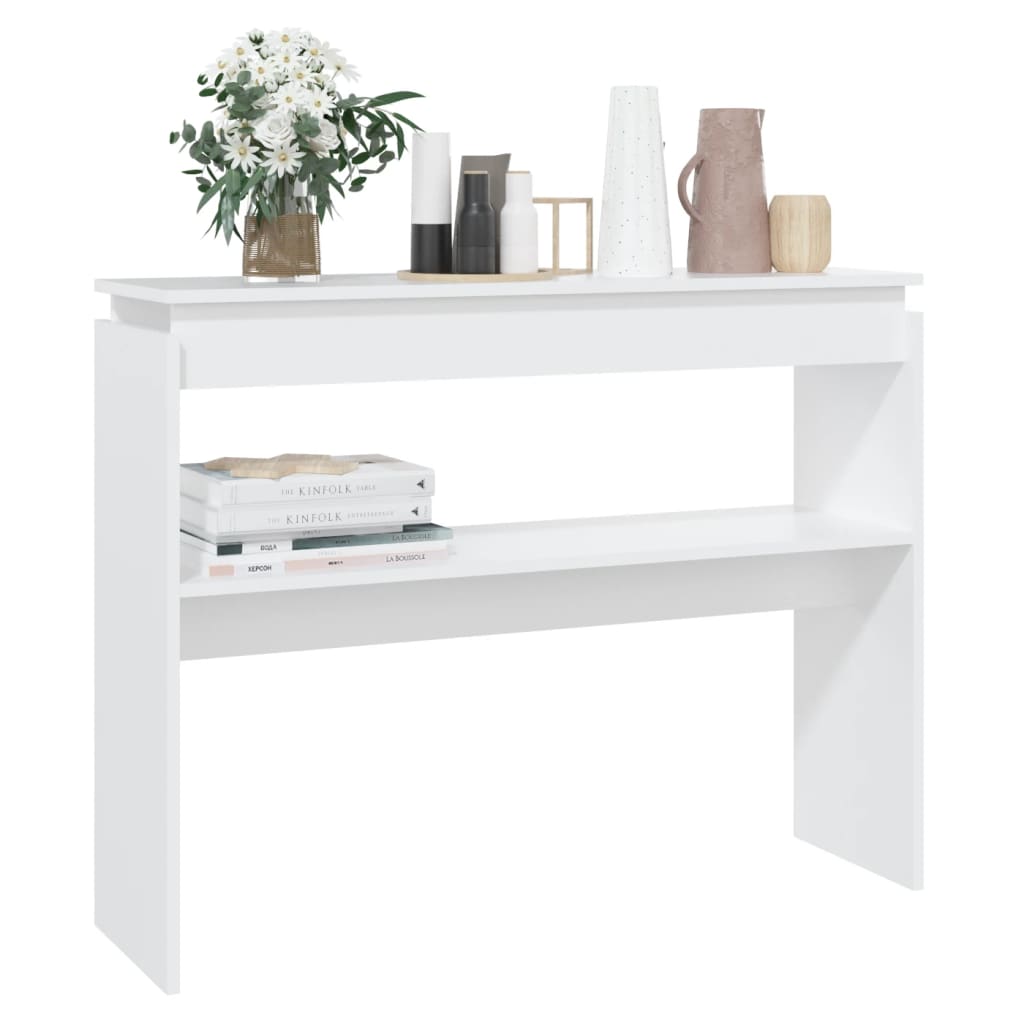 konsolbord 102x30x80 cm konstrueret træ hvid