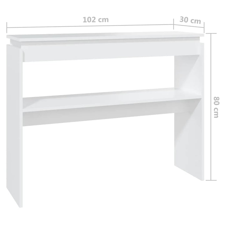 konsolbord 102x30x80 cm konstrueret træ hvid