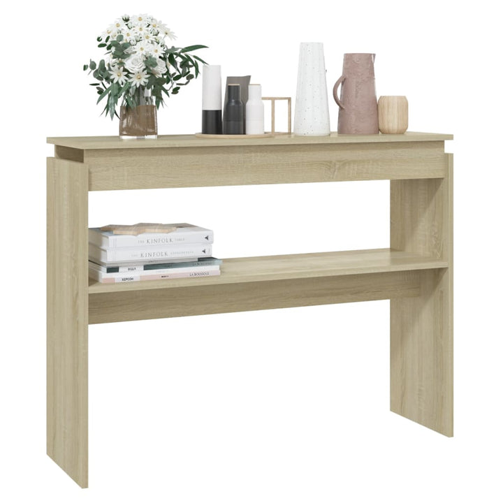 konsolbord 102x30x80 cm konstrueret træ sonoma-eg