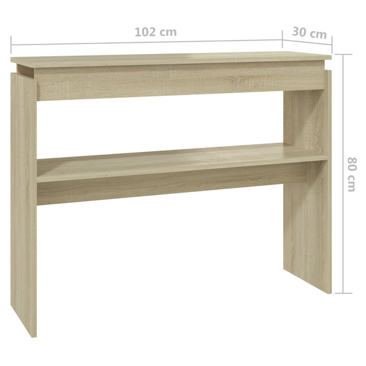 konsolbord 102x30x80 cm konstrueret træ sonoma-eg