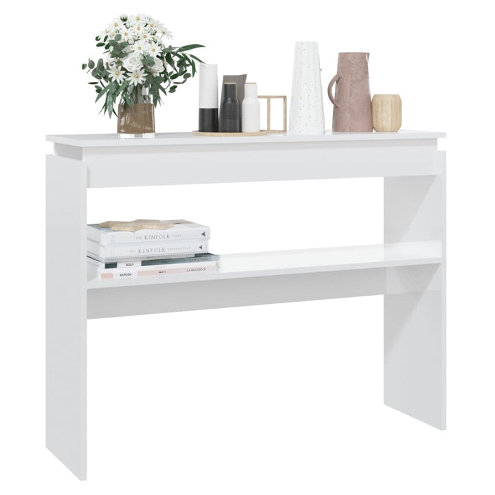 konsolbord 102x30x80 cm konstrueret træ hvid højglans
