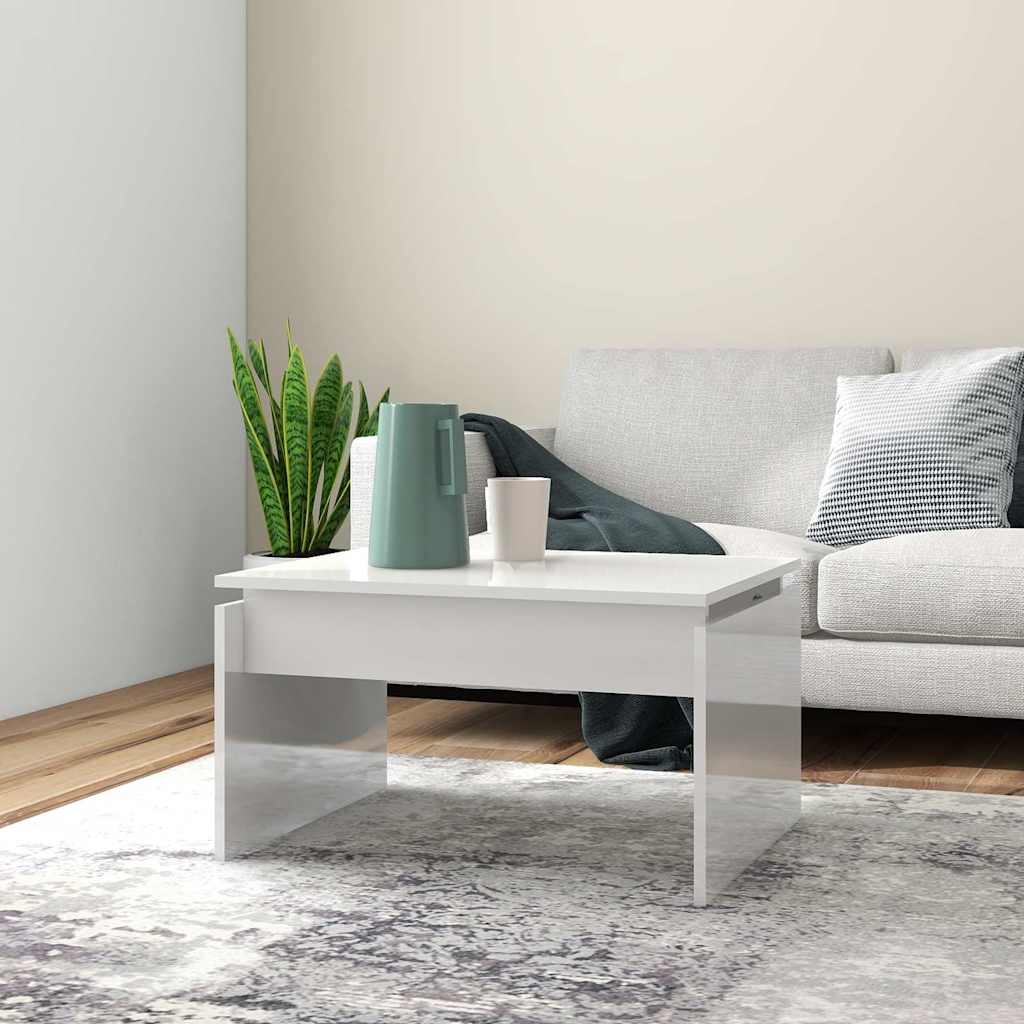sofabord 68x50x38 cm konstrueret træ hvid højglans