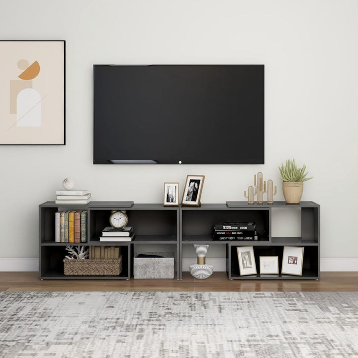 tv-skab 149x30x52 cm konstrueret træ grå højglans