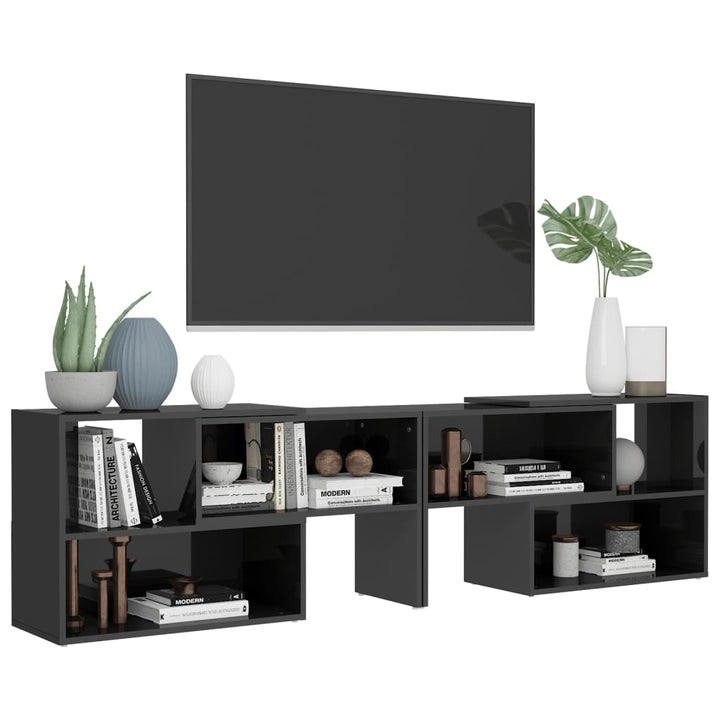 tv-skab 149x30x52 cm konstrueret træ grå højglans