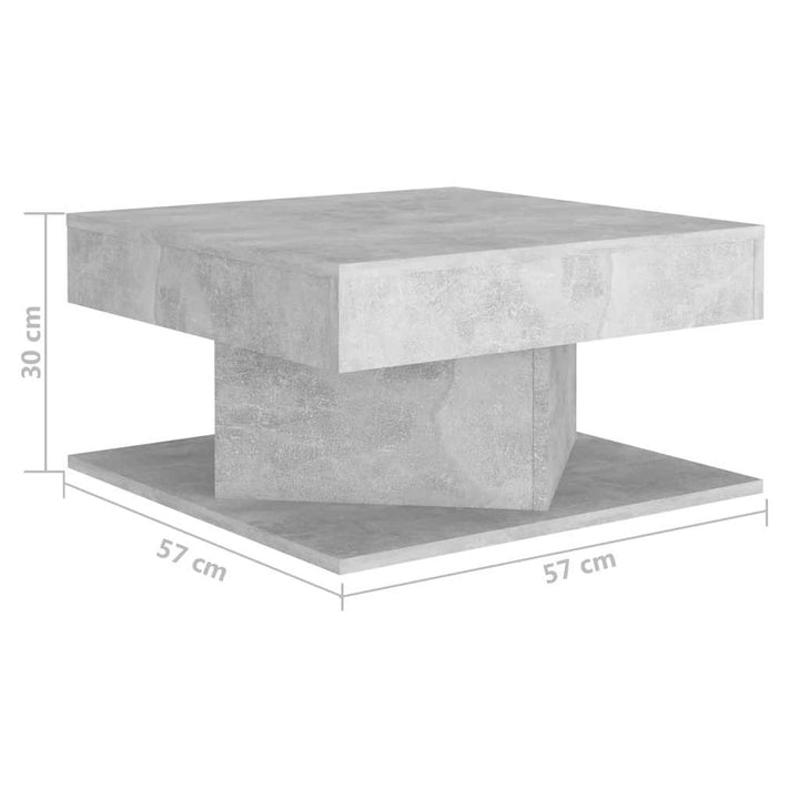 sofabord 57x57x30 cm konstrueret træ betongrå