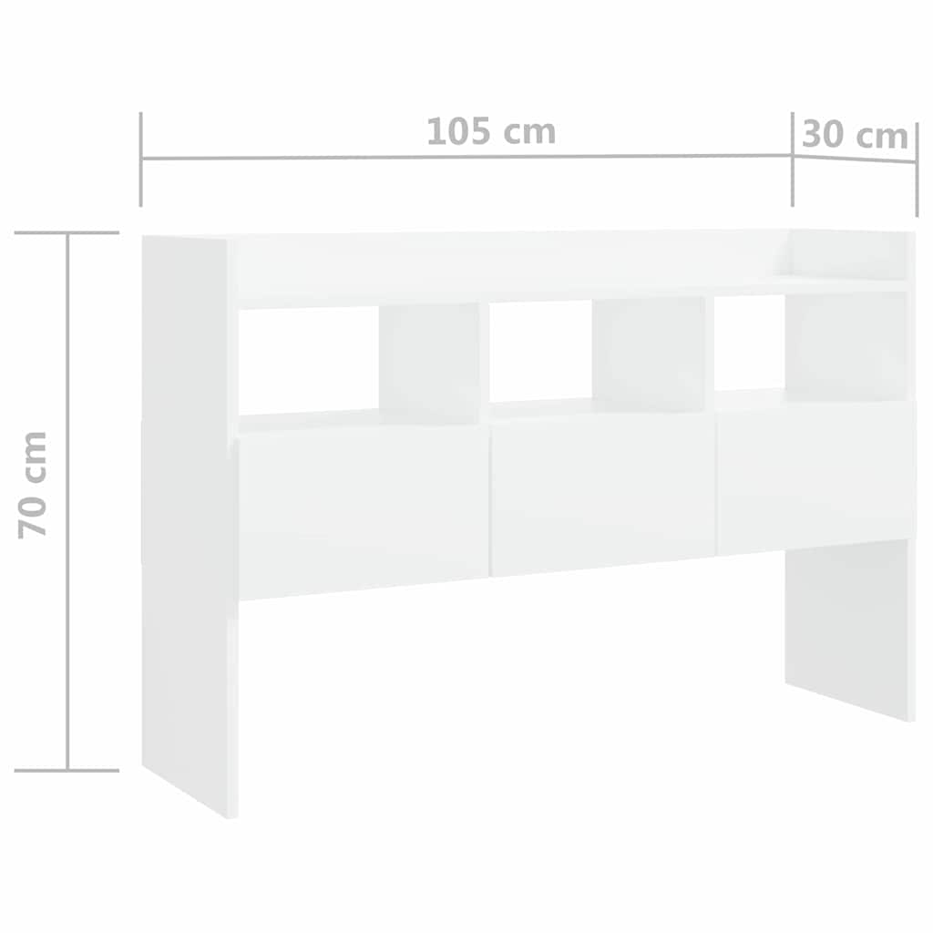 skænk 105x30x70 cm konstrueret træ hvid