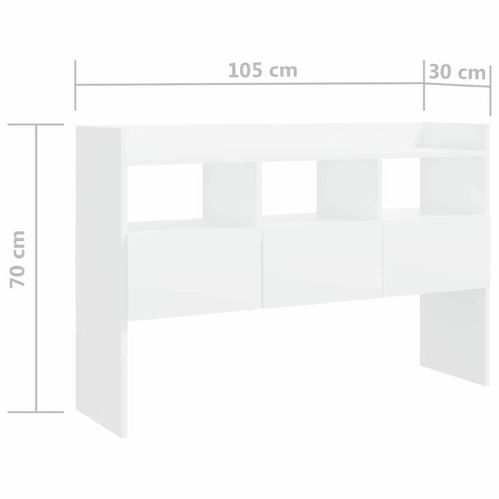 skænk 105x30x70 cm konstrueret træ hvid