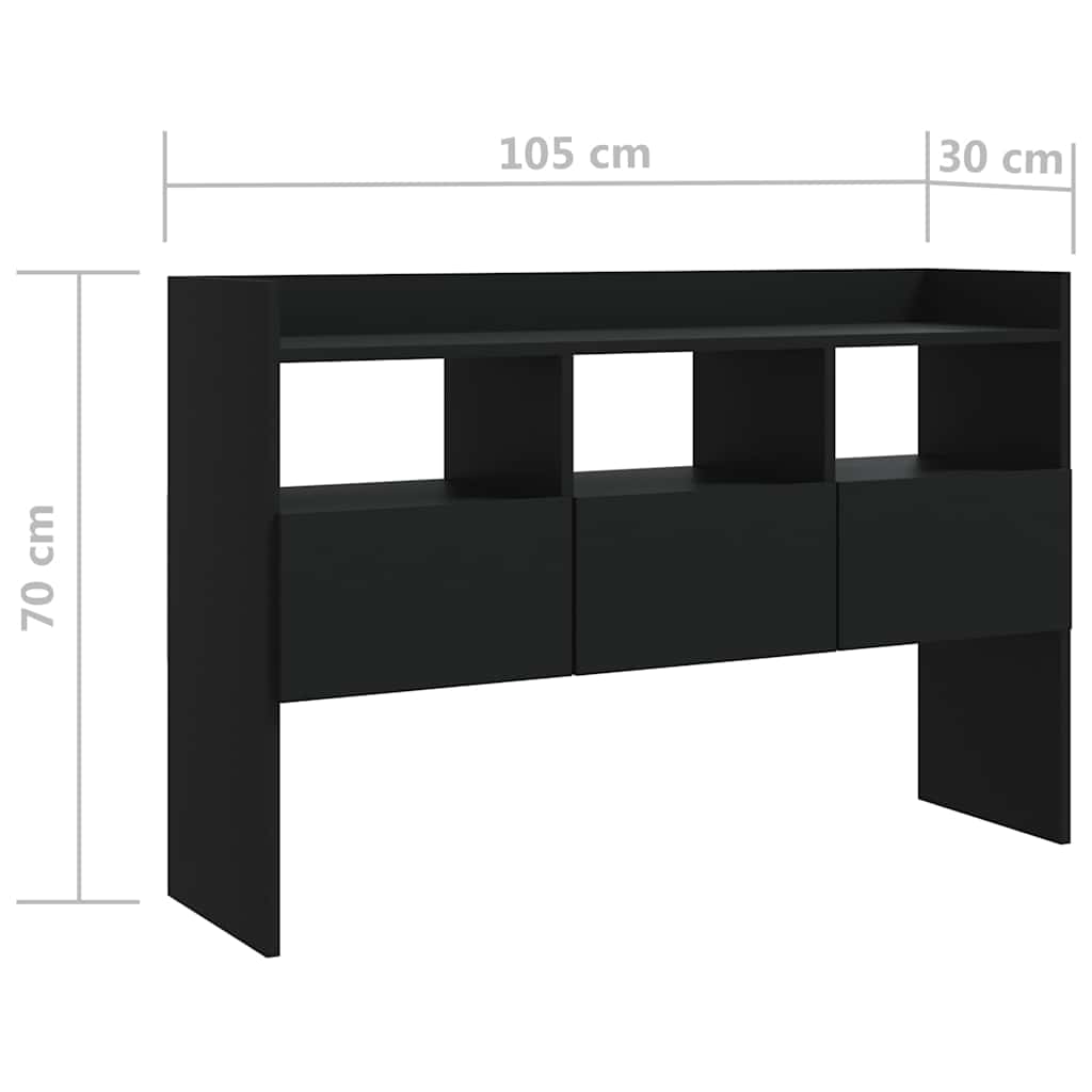 skænk 105x30x70 cm konstrueret træ sort