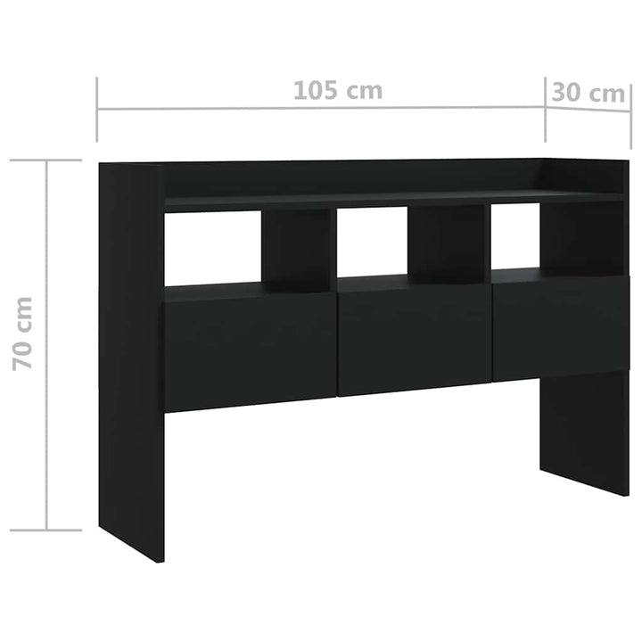 skænk 105x30x70 cm konstrueret træ sort