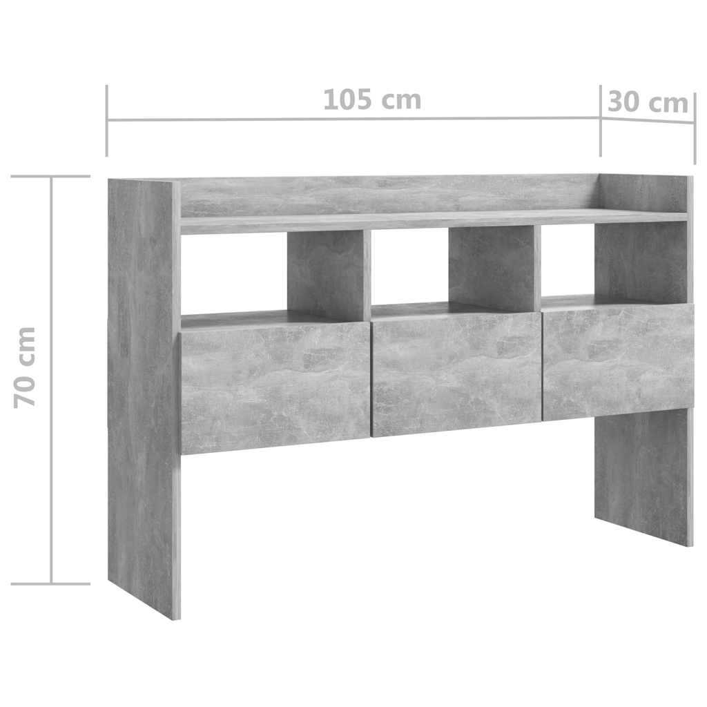 skænk 105x30x70 cm konstrueret træ betongrå