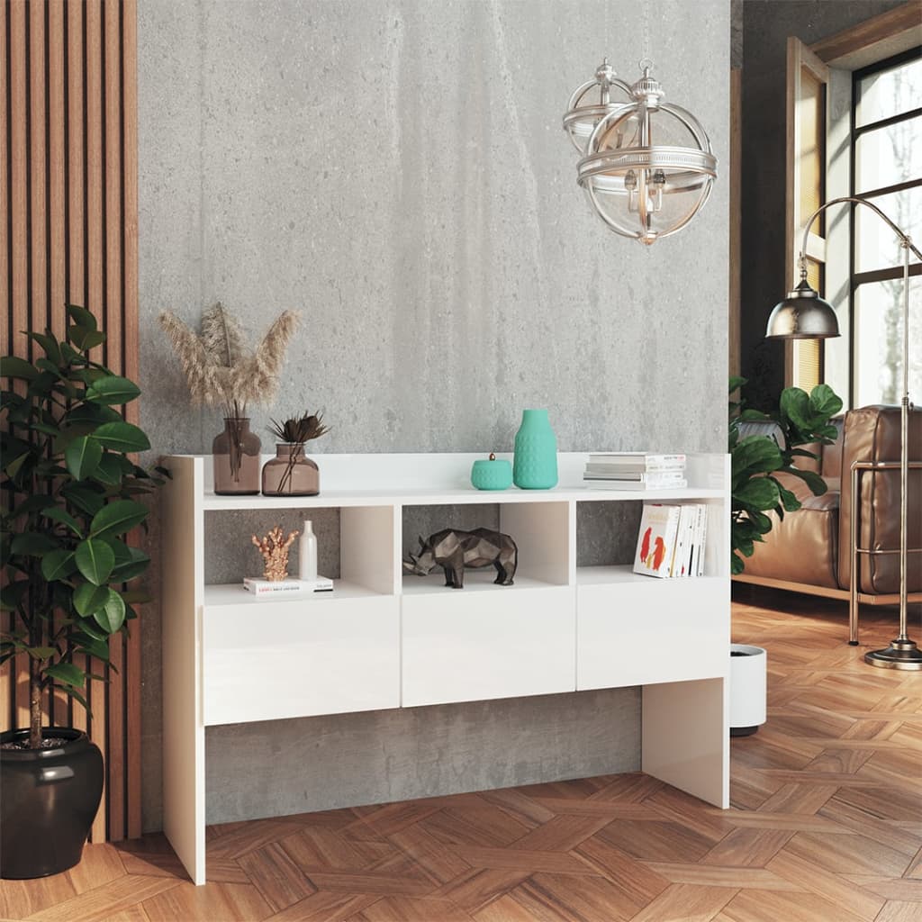 skænk 105x30x70 cm konstrueret træ hvid højglans