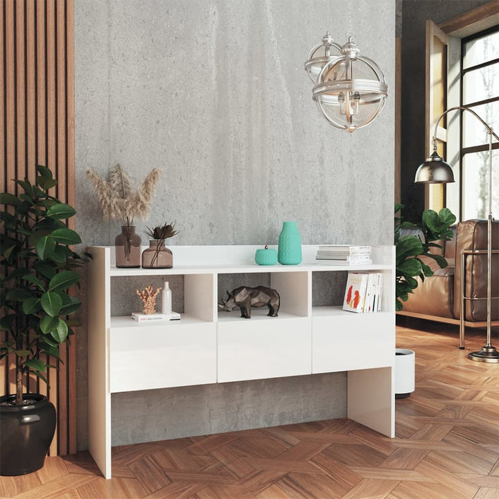 skænk 105x30x70 cm konstrueret træ hvid højglans