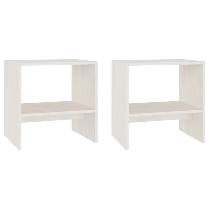 sengeskabe 2 stk. 40x30,5x40 cm massivt fyrretræ hvid