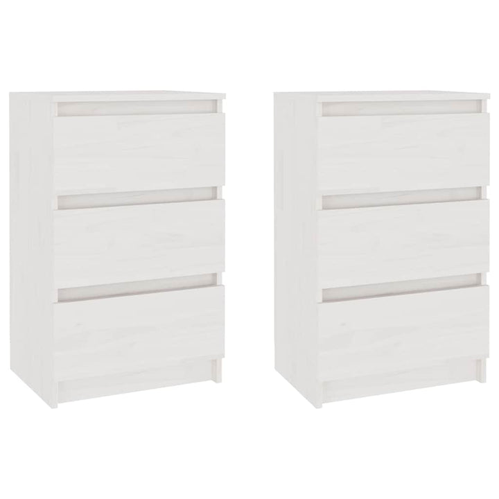 sengeborde 2 stk. 40x29,5x64 cm massivt fyrretræ hvid
