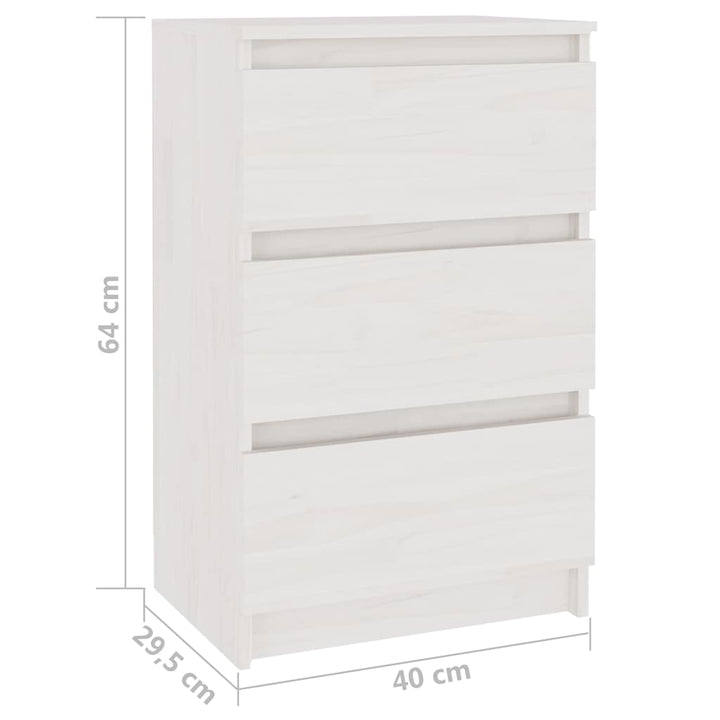sengeborde 2 stk. 40x29,5x64 cm massivt fyrretræ hvid