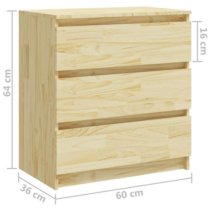 sengebord 60x36x64 cm massivt fyrretræ