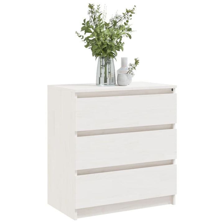 sengebord 60x36x64 cm massivt fyrretræ hvid