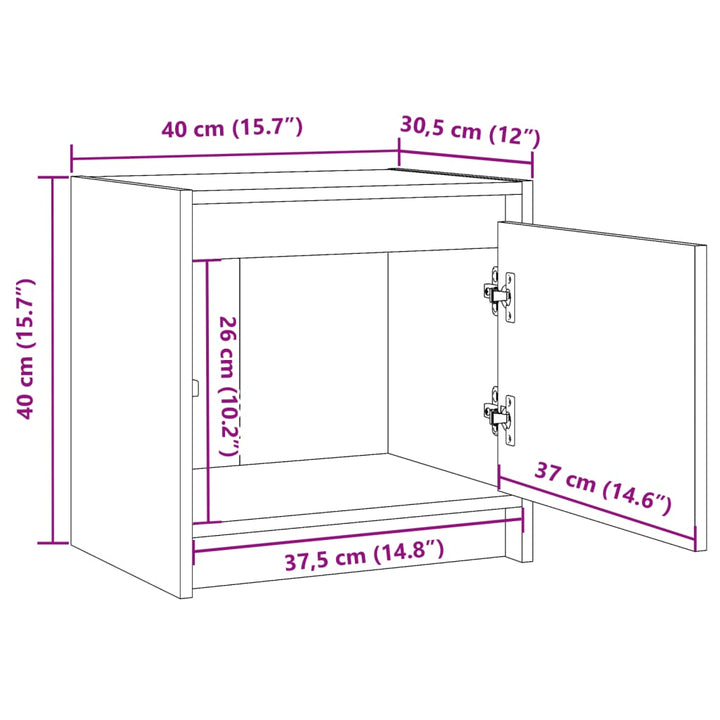 sengebord 40x30,5x40 cm massivt fyrretræ