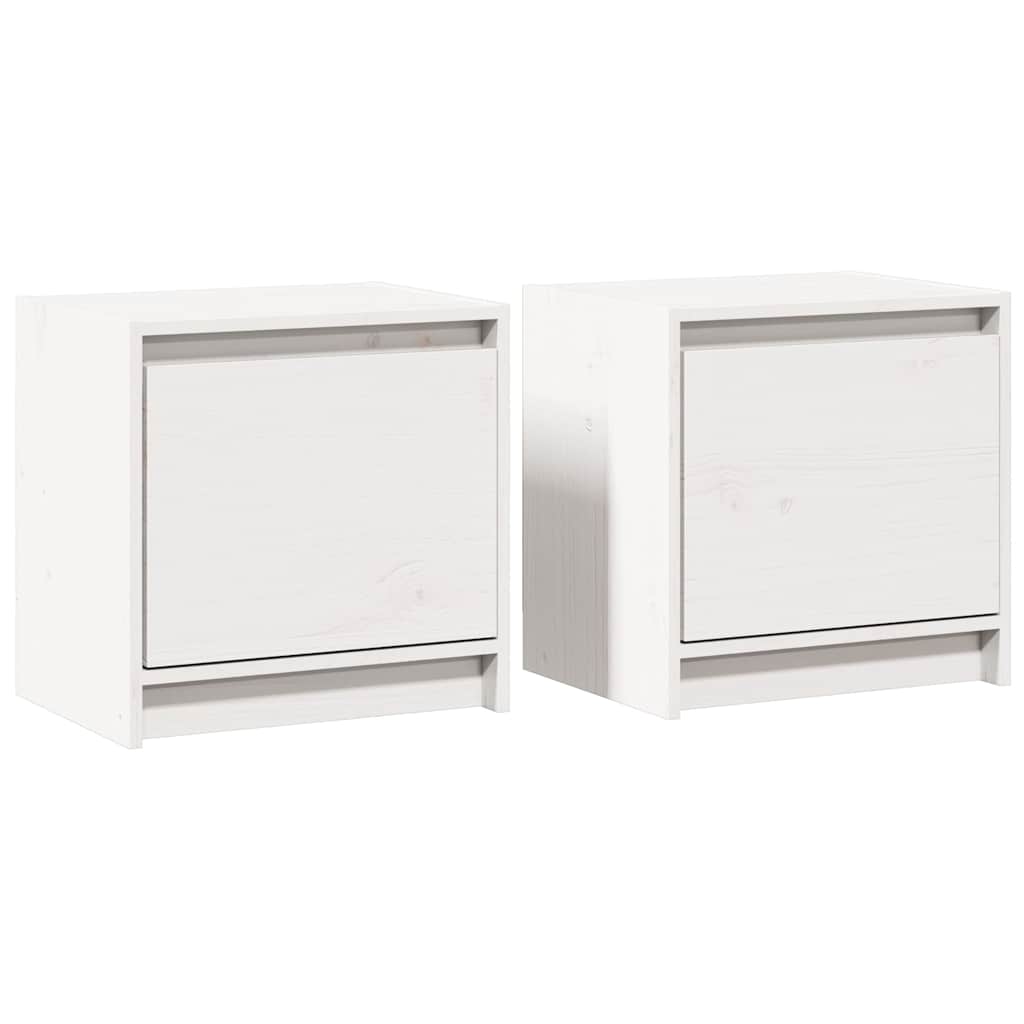 sengeborde 2 stk. 40x30,5x40 cm massivt fyrretræ hvid