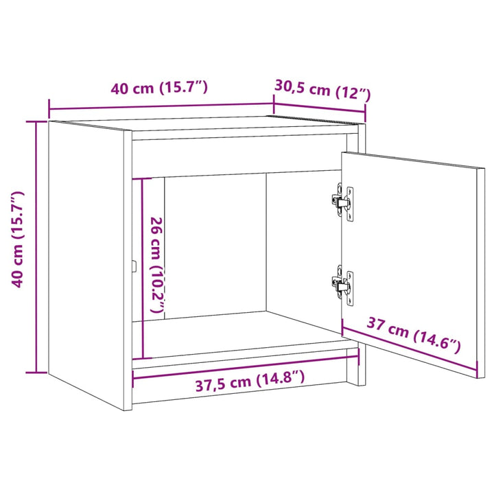 sengeborde 2 stk. 40x30,5x40 cm massivt fyrretræ hvid