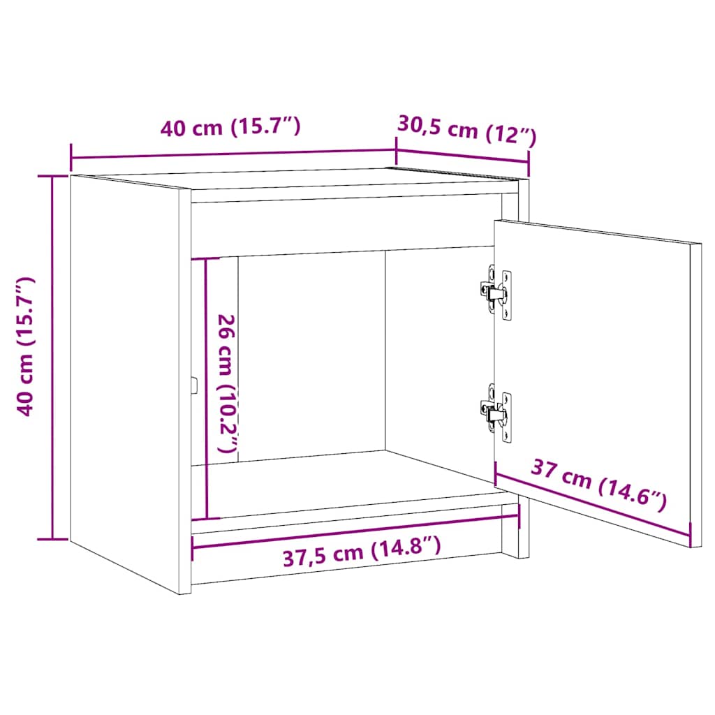 sengeborde 2 stk. 40x30,5x40 cm massivt fyrretræ hvid