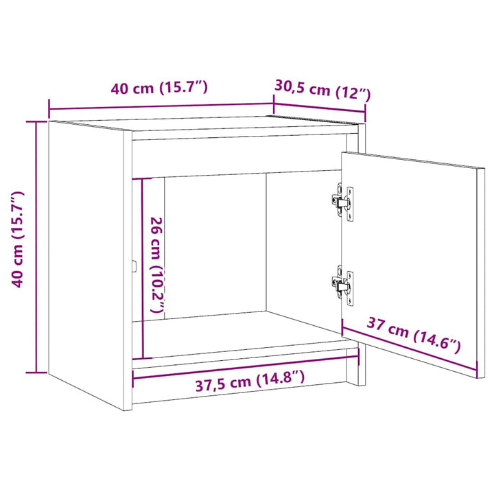 sengeborde 2 stk. 40x30,5x40 cm massivt fyrretræ hvid