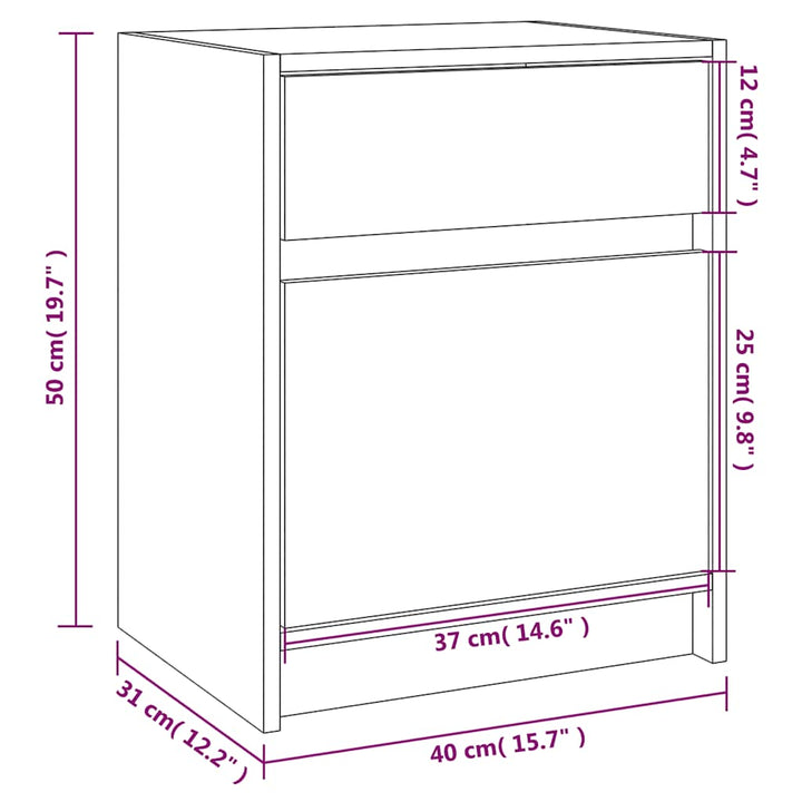 sengebord 40x31x50 cm massivt fyrretræ
