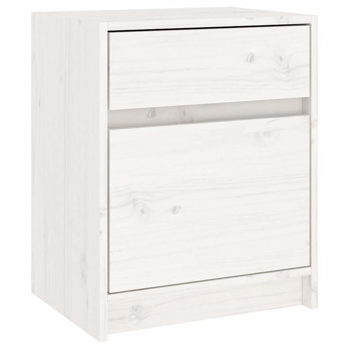 sengebord 40x31x50 cm massivt fyrretræ hvid