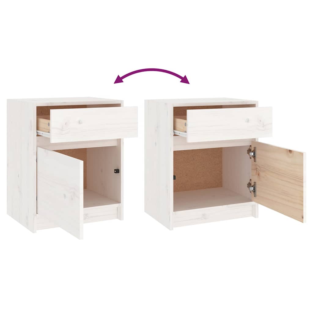 sengeborde 2 stk. 40x31x50 cm massivt fyrretræ hvid