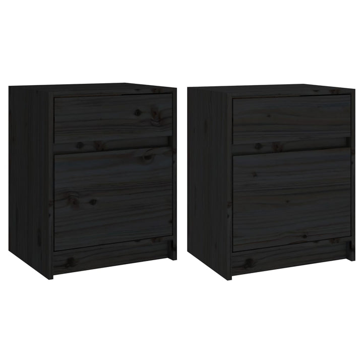 sengeskabe 2 stk. 40x31x50 cm massivt fyrretræ sort