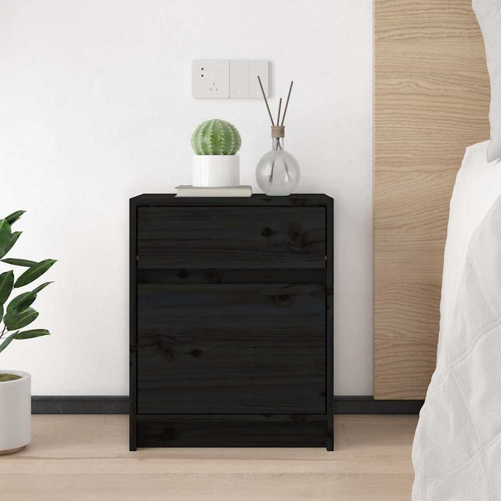sengeskabe 2 stk. 40x31x50 cm massivt fyrretræ sort