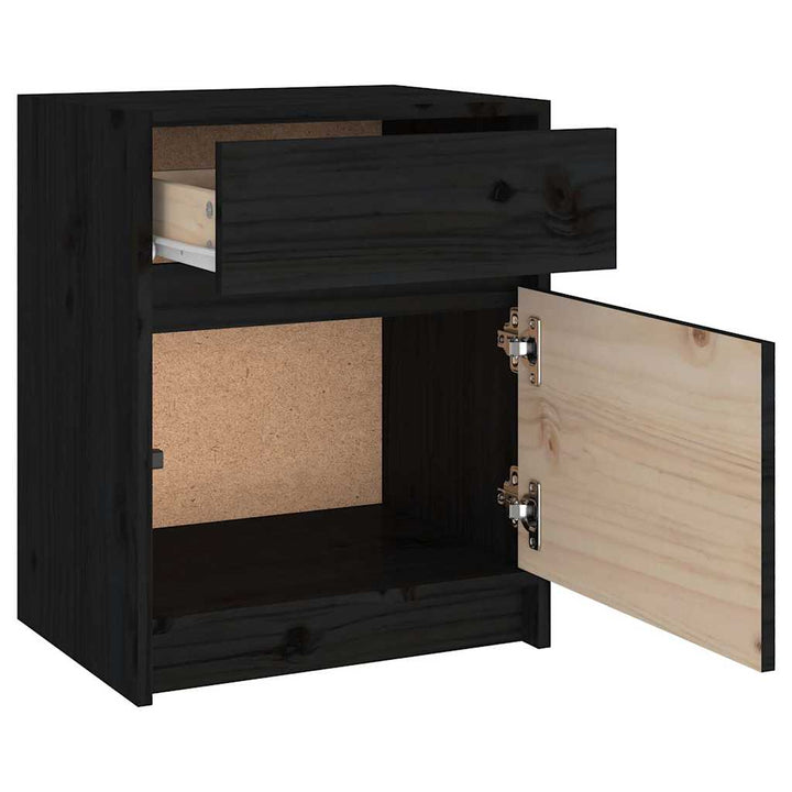 sengeskabe 2 stk. 40x31x50 cm massivt fyrretræ sort