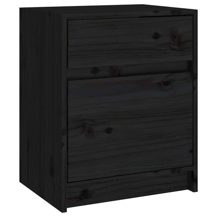 sengeskabe 2 stk. 40x31x50 cm massivt fyrretræ sort