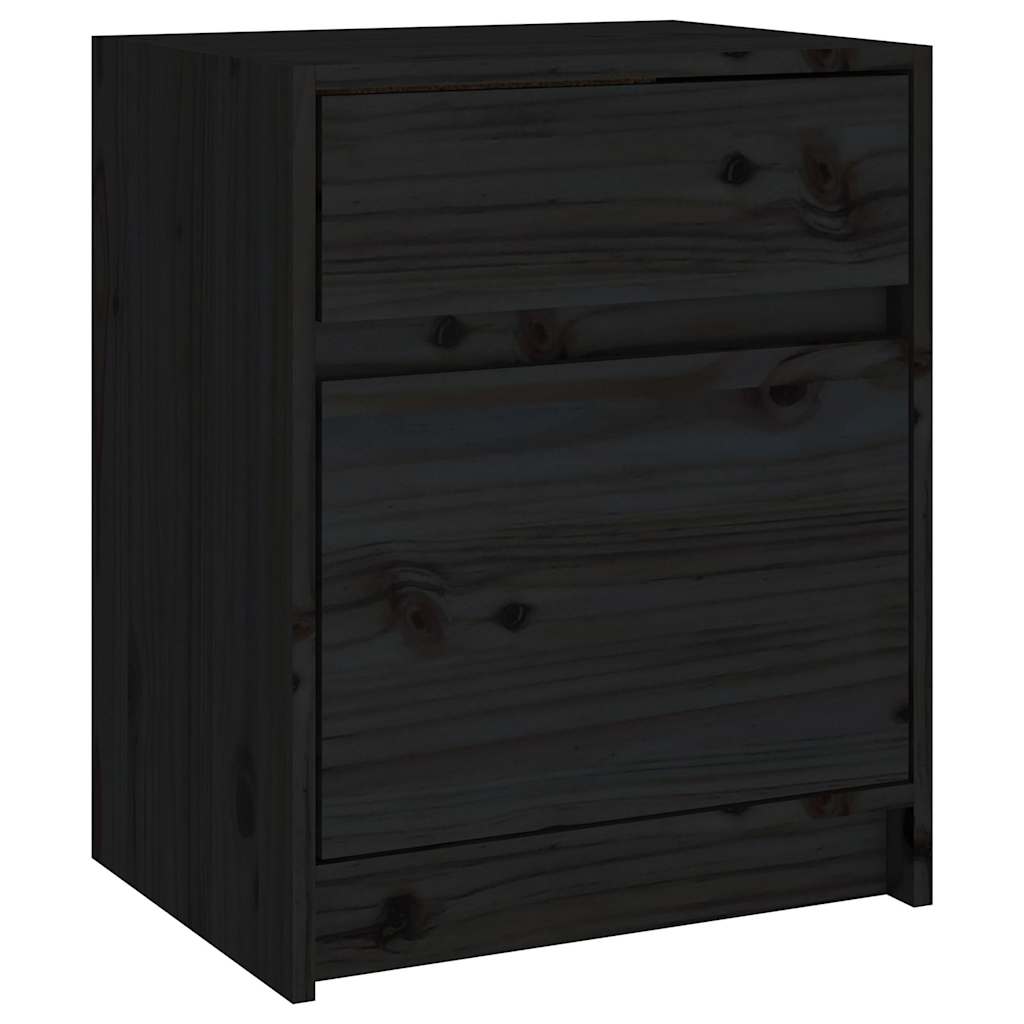 sengeskabe 2 stk. 40x31x50 cm massivt fyrretræ sort