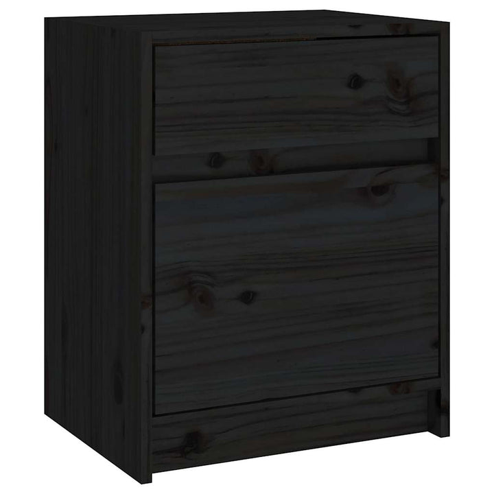 sengeskabe 2 stk. 40x31x50 cm massivt fyrretræ sort