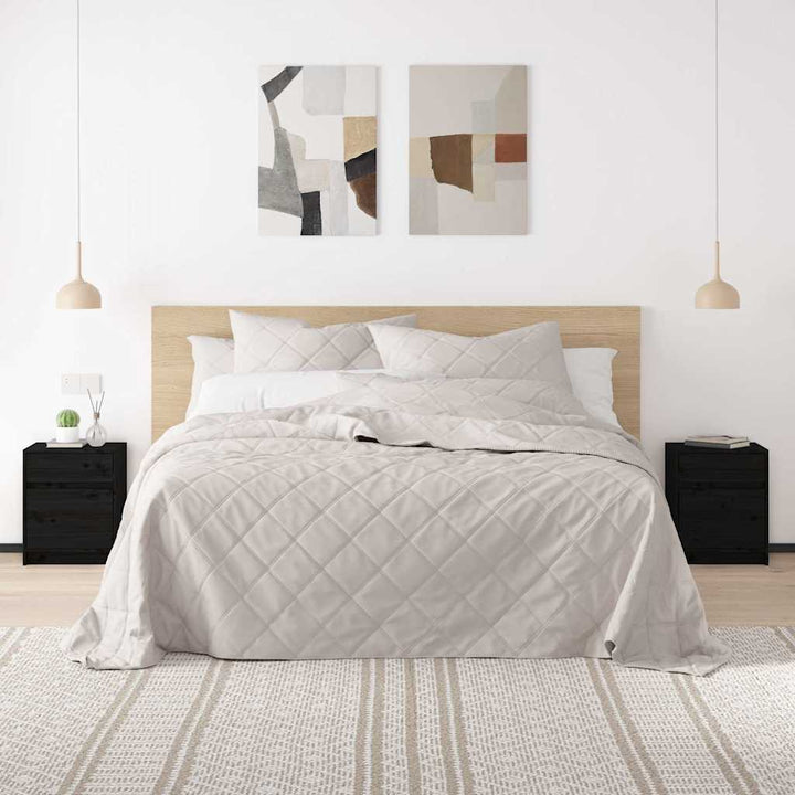 sengeskabe 2 stk. 40x31x50 cm massivt fyrretræ sort
