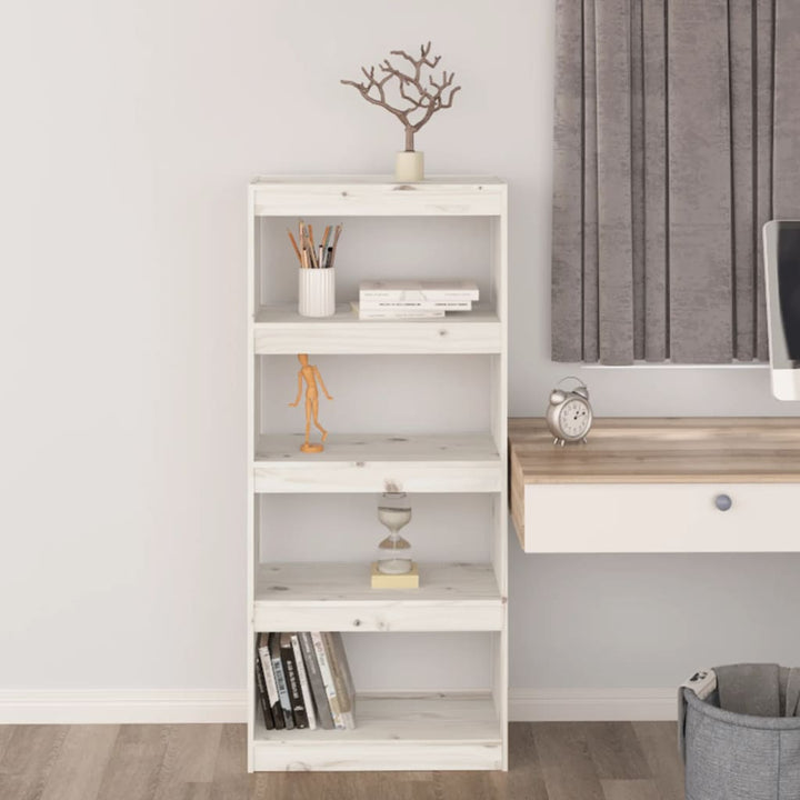bogreol/rumdeler 60x30x135,5 cm massivt fyrretræ hvid